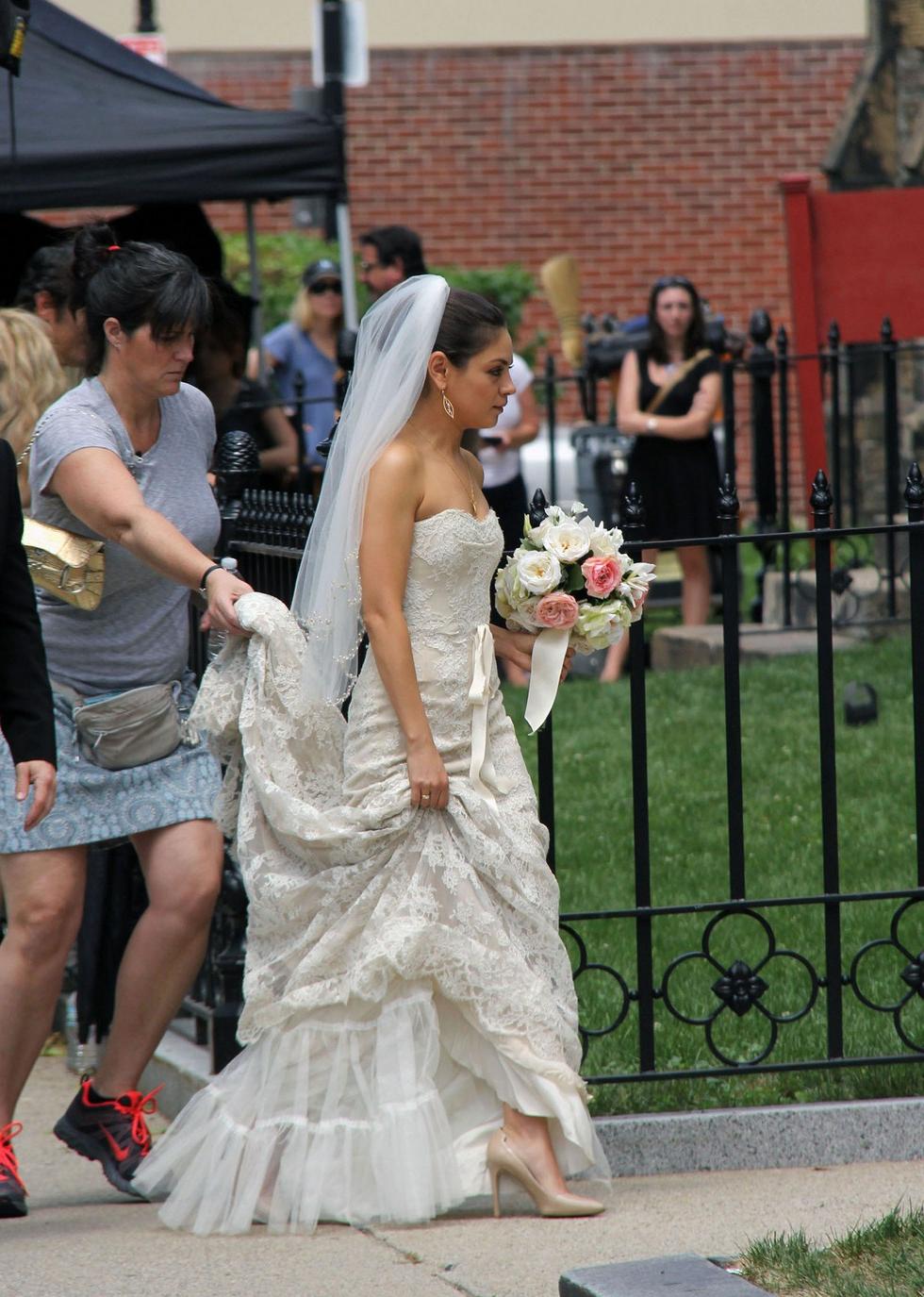 Mila Kunis in Wedding Dress On