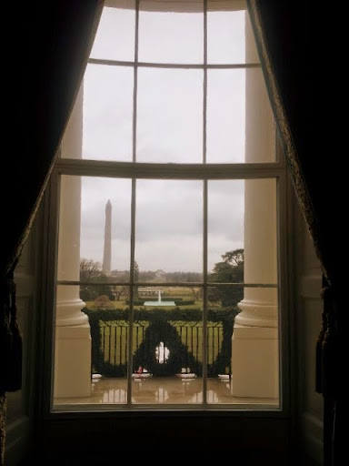 Best view in DC - looking out from the Blue Room, White House. #WHHolidays #WHTravelBloggers