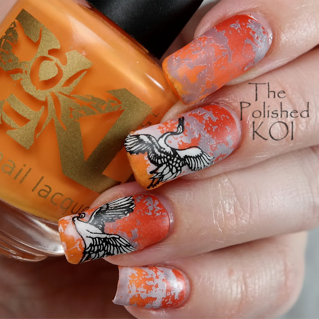 Stamped sunset sky nail art