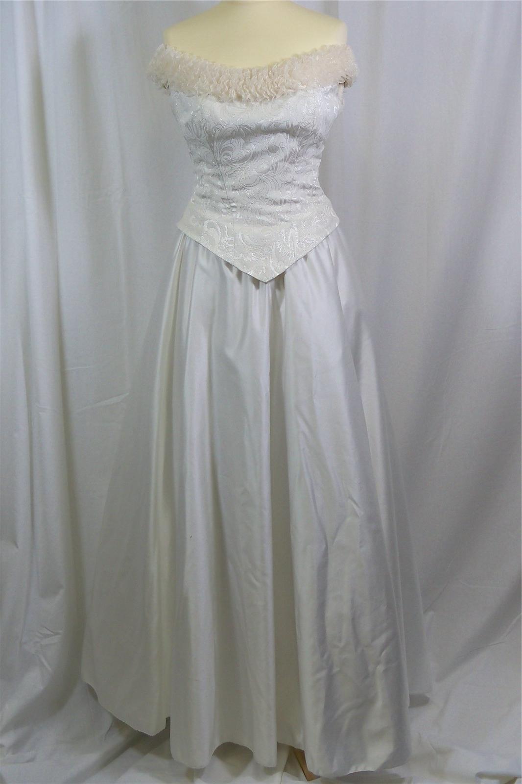 Wedding Dress Size 8   10 Off White With Silver Detailed Bodice