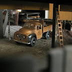 A Commer 15cwt dropside builders lorry. Modelled on one that used to be in my village using a much-modified Commer Superpoise cab and a greatly reduced CH5 chassis. The body was scratchbuilt and the wheels are from the Langley BMC LD van.