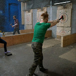 losing badly at BATL axe throwing Toronto in Toronto, Canada 