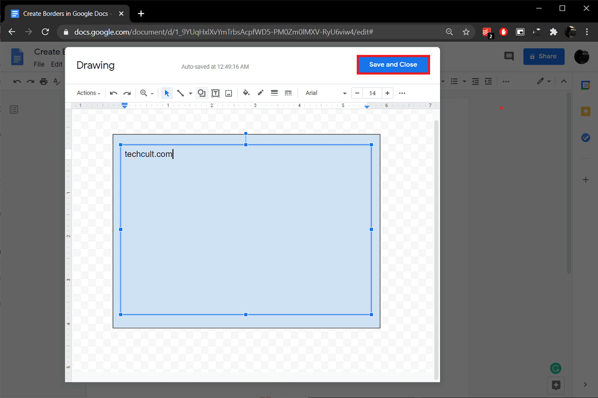 右上の[保存して閉じる]ボタンをクリックします。