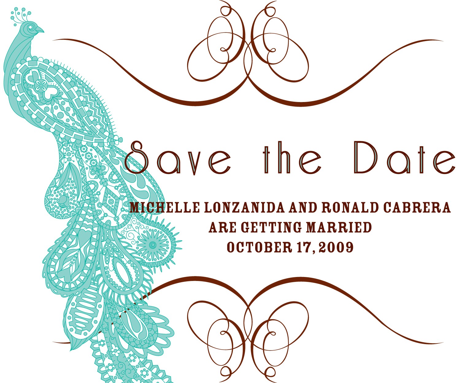 Elegant Peacock Save The Dates