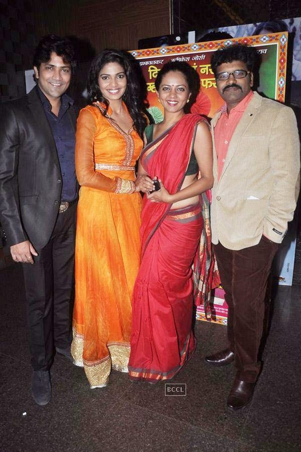 Aniket Vishwasrao, Pooja Sawant, Neha Joshi and Rishikesh Joshi during the screening of Poshter Boyz, in Mumbai, on July 30, 2014. (Pic: Viral Bhayani)