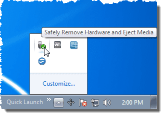 Hardware-pictogram veilig verwijderen in systeemvak in Windows 7