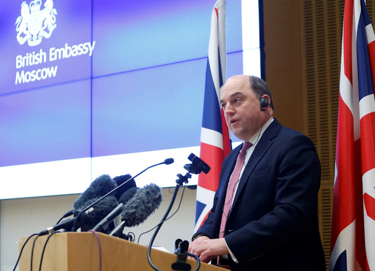 British defence minister Ben Wallace attends a news conference following his talks with Russian defence minister Sergei Shoigu in Moscow, Russia, February 11 2022. Picture: MAXIM SHEMETOV/REUTERS