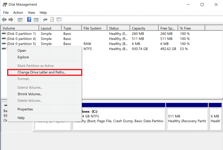 更改驱动器号和路径。 如何修复硬盘驱动器不显示 Windows 10