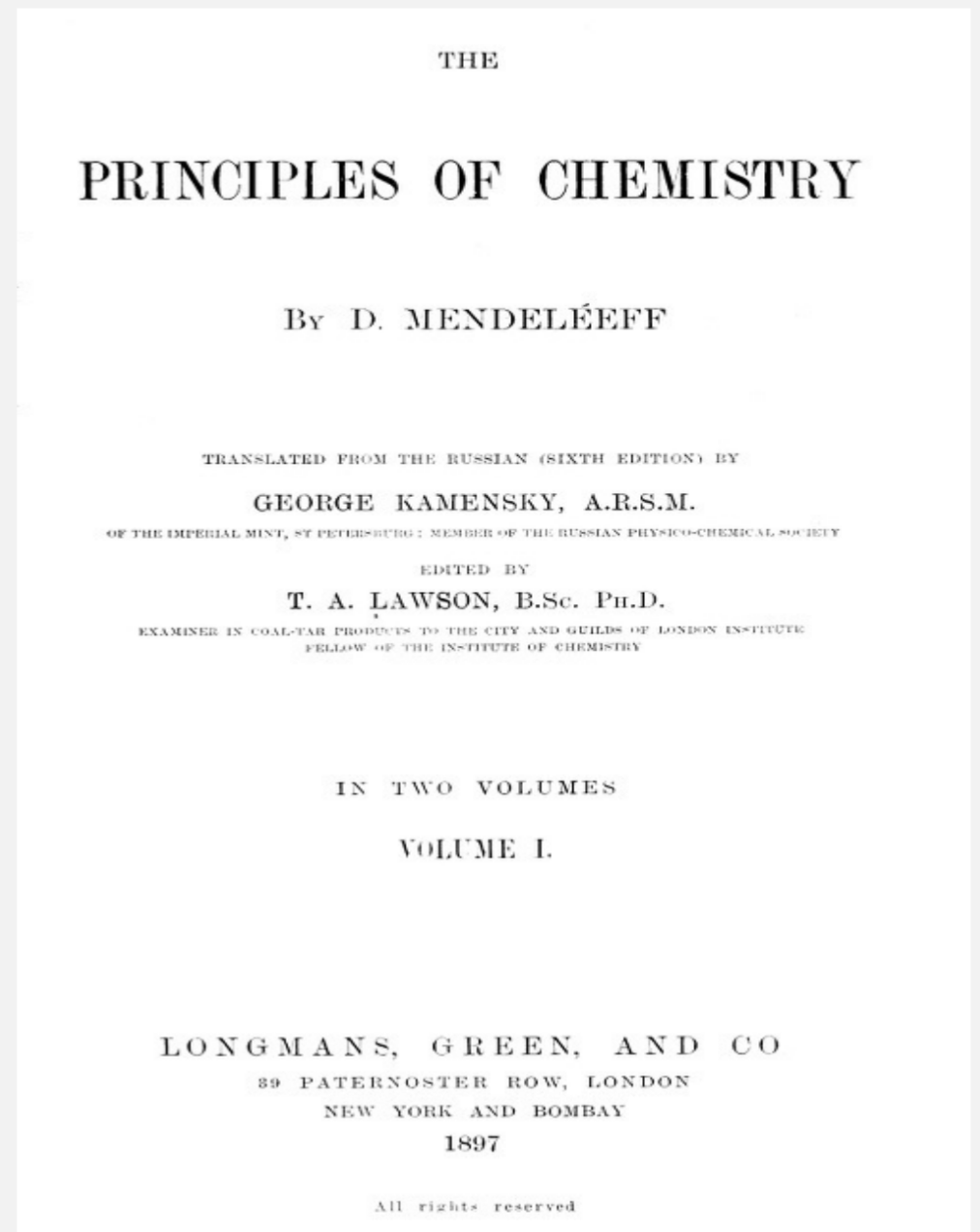 THE PRINCIPLES OF CHEMISTRY BY D.MENDELEEFF PDF