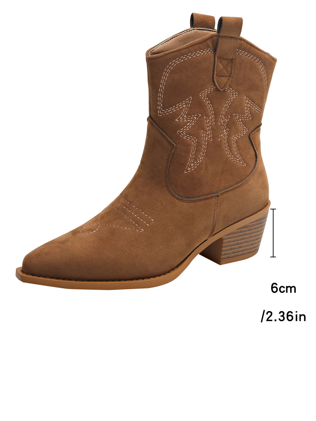 Title 5, Botas vaqueras cortas de ante para mujer, tacón...