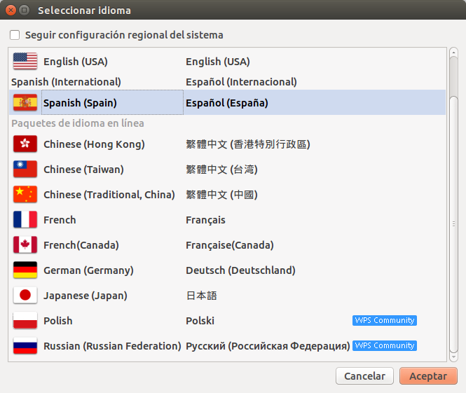 WPS con corrector ortográfico e interfase en español en Debian y familia -  Amado Urias G.