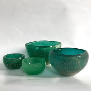 Carlo Scarpa for Venini Murano Glass Bowls- Green