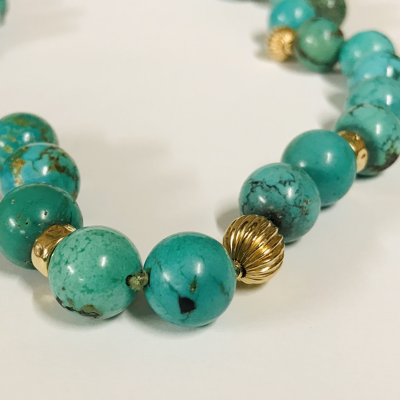 14K Gold and Turquoise Bead Necklace