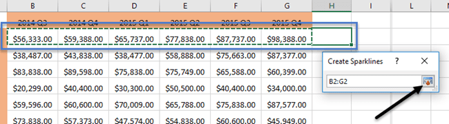 seleccionar datos minigráficos