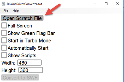 แปลงไฟล์ scratch ไปเป็นแฟลช