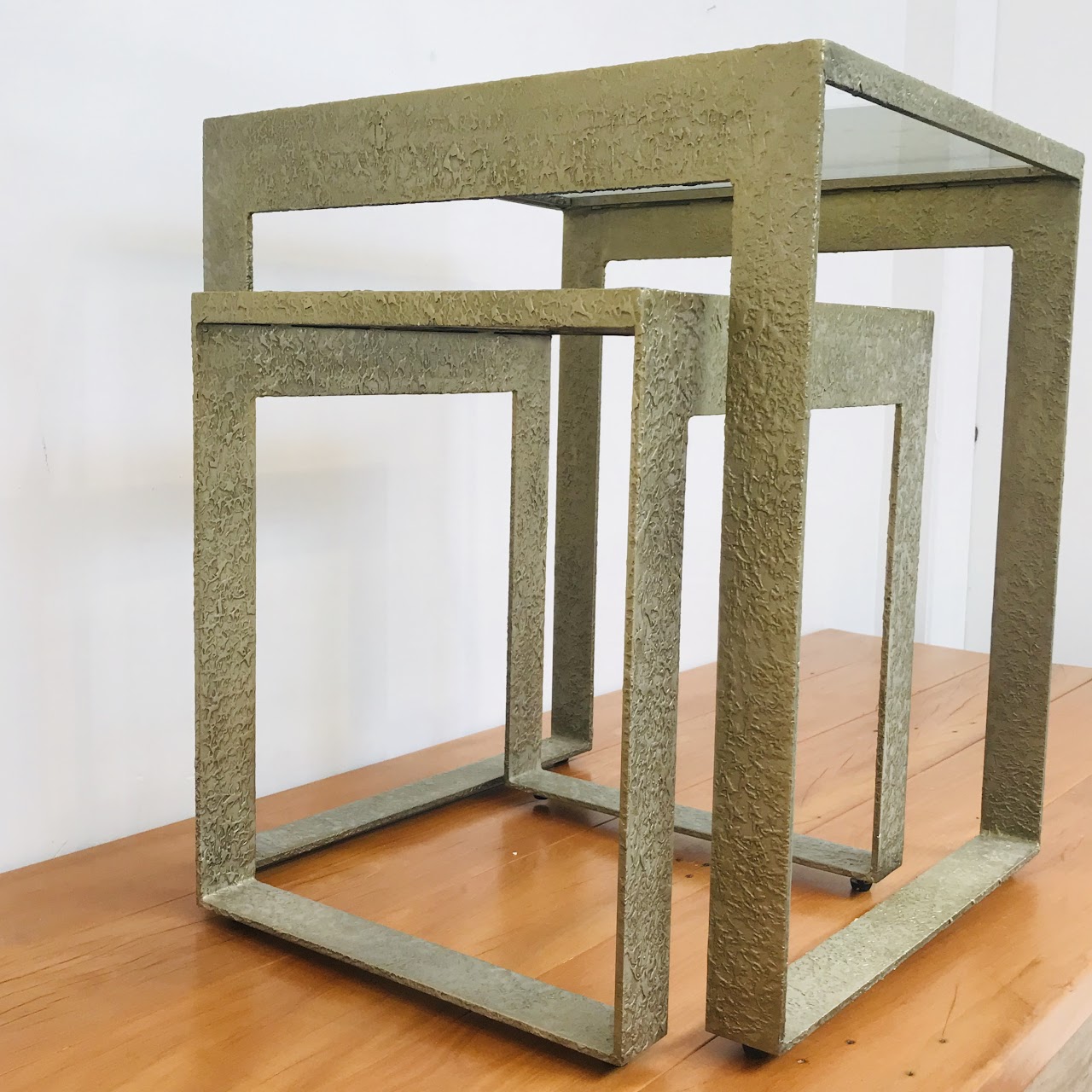 Cast Metal Nesting Table Pair