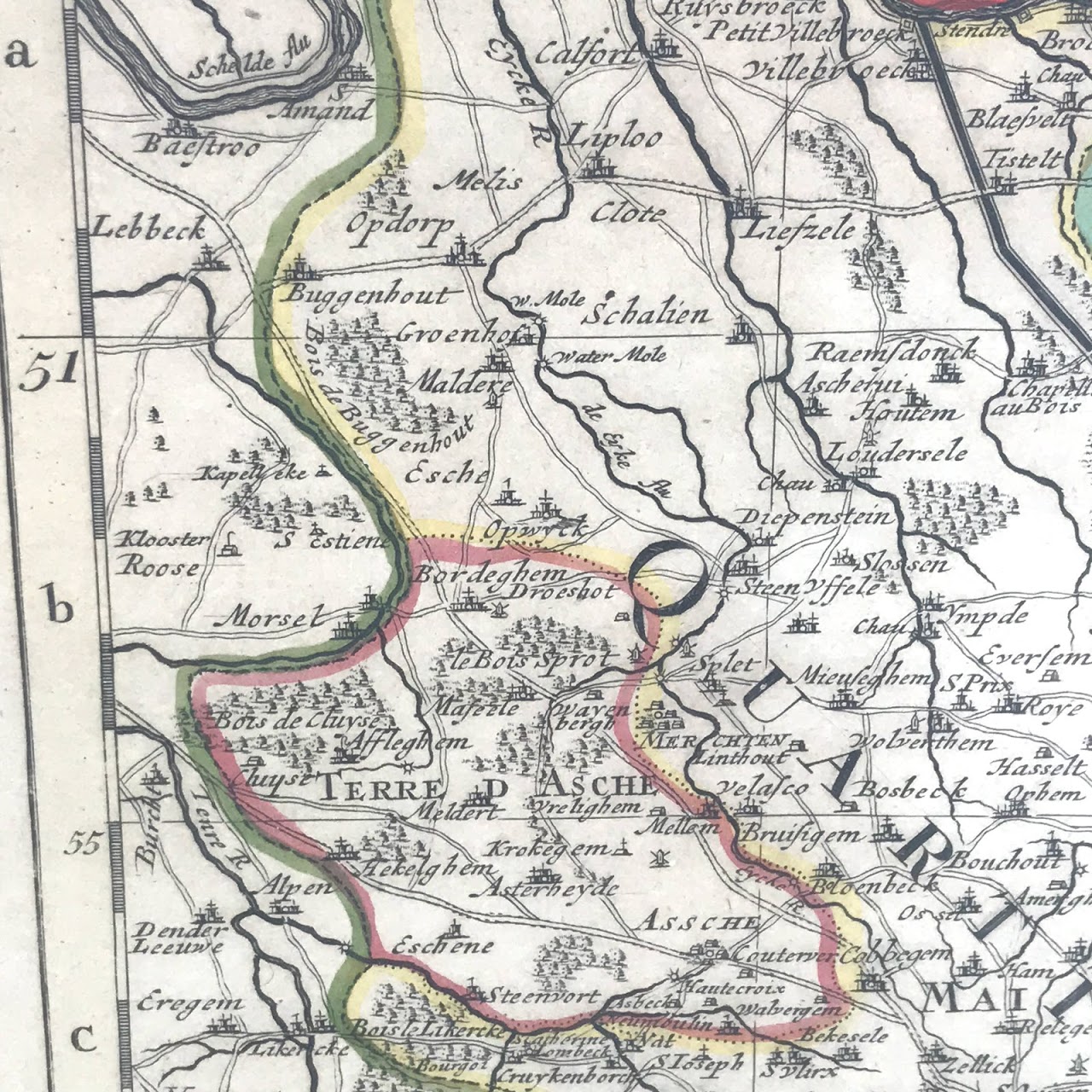 18th C. Engraved Map of Duchy of Brabant