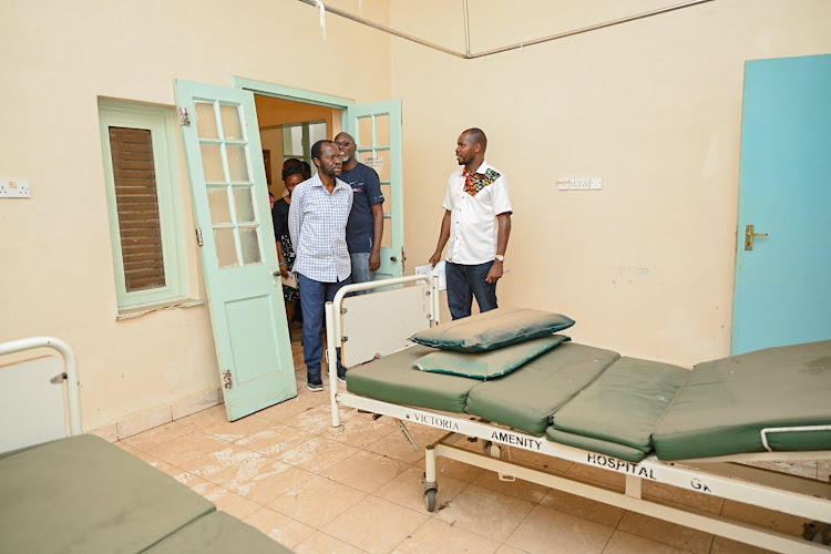 Kisumu governor Anyang' Nyong'o inspects an establishment the establishment of an advanced Bone Marrow Transplant and Hematology Centre on April 13, 2024.