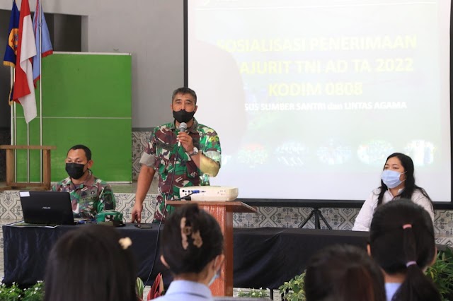 Kodim 0808/Blitar Sosialisasi Penerimaan Prajurit TNI AD, Khusus Dari Kalangan Santri Dan Lintas Agama