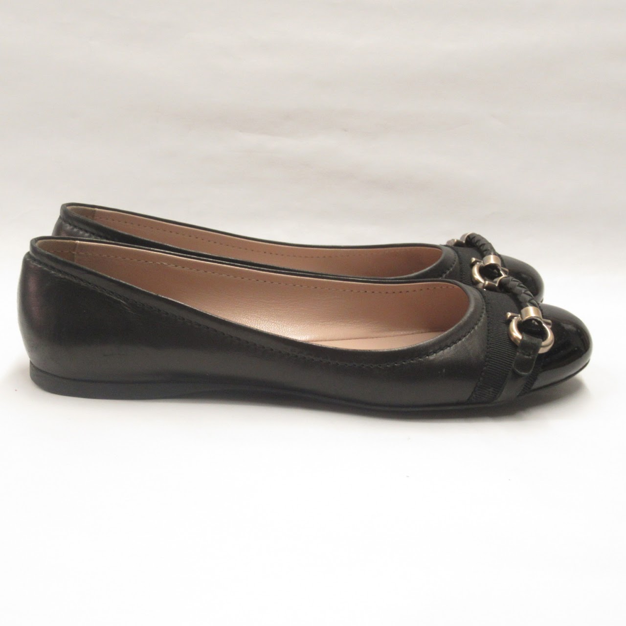 Salvatore Ferragamo Black Leather Flats