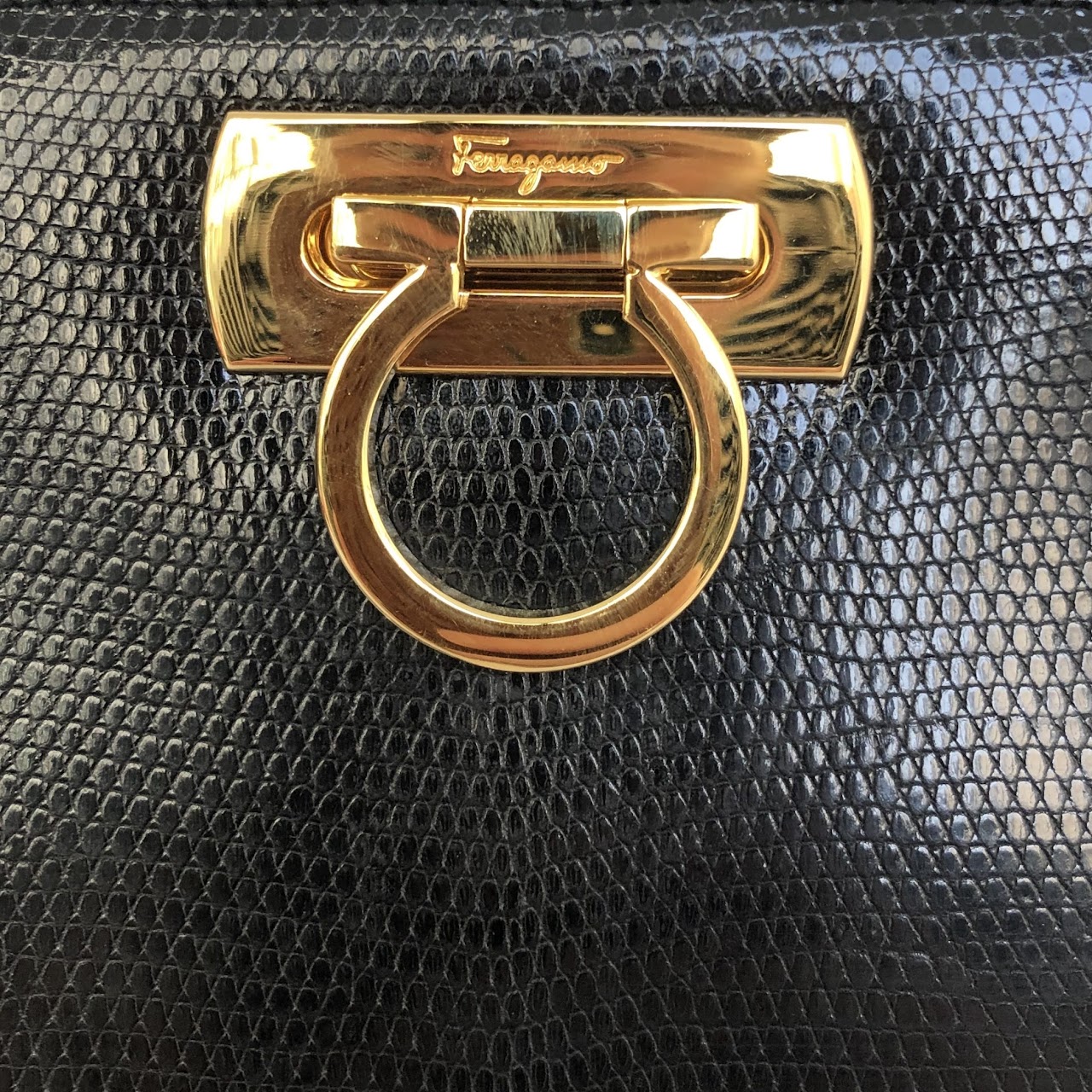 Salvatore Ferragamo Classic Black Lizard Bag