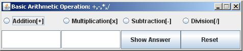 Basic Arithmetic Operation Using Jradiobutton Jtextfield And Jbutton