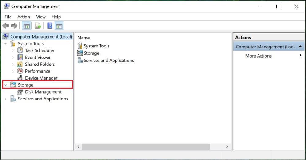 ภายใน Computer Management คลิกที่ Storage |  การจัดการดิสก์คืออะไรและใช้งานอย่างไร