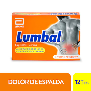 Lumbal Naproxeno + Cafeína 220mg/50mg Abbott Caja x 12 Tabletas  