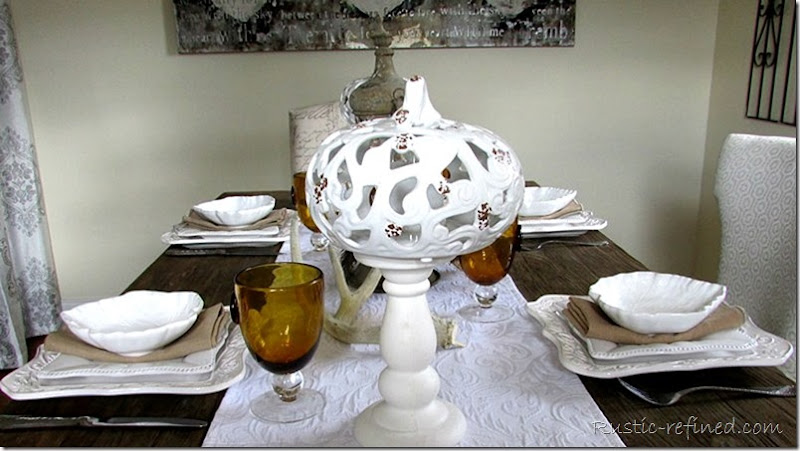 Barn wood dining table and white dishes for a country farmhouse table setting