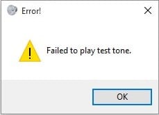 テストトーンエラーの再生に失敗した修正