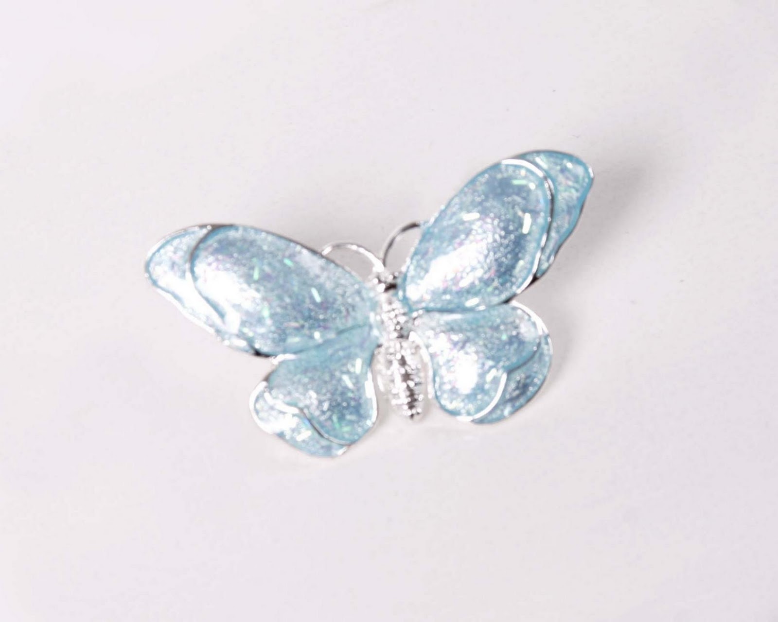 Aqua blue Butterfly w  silver