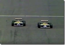 Nigel Mansell supera Nelson Piquet nel gran premio di Gran Bretagna 1987