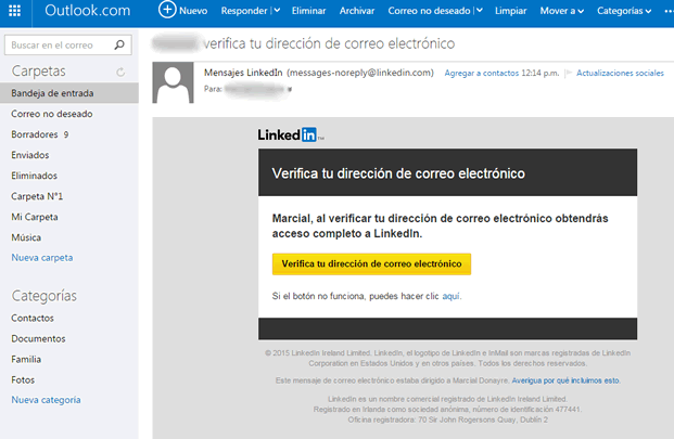 Verificar correo en Linkedin