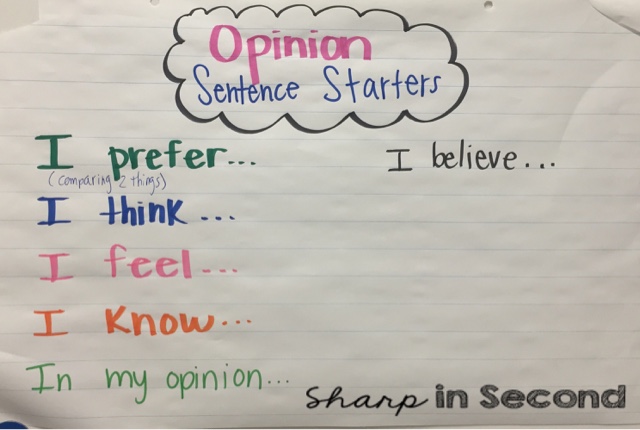 sharp in second opinion writing with mo opinion writing anchor chart