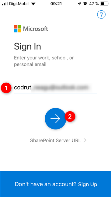 Se connecter à OneDrive avec une adresse e-mail