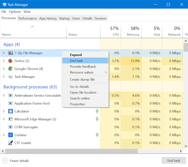 Utilizzare Fine attività per terminare un processo da Task Manager