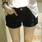 正韓單釦設計夏日柔和短褲 (白色)-ALL IN 狎鷗亭