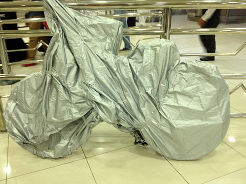 Bike wrapped in 'Goodyear Motorcycle Cover' of Nippon Auto Spare Parts L.L.C., Dubai, UAE