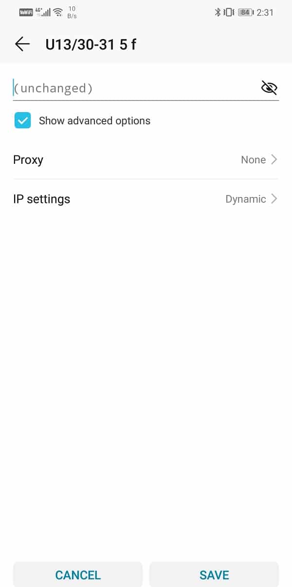 Nell'opzione avanzata troverai due schede: una per la configurazione del proxy e l'altra per le impostazioni IP