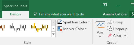 asse dati sparkline