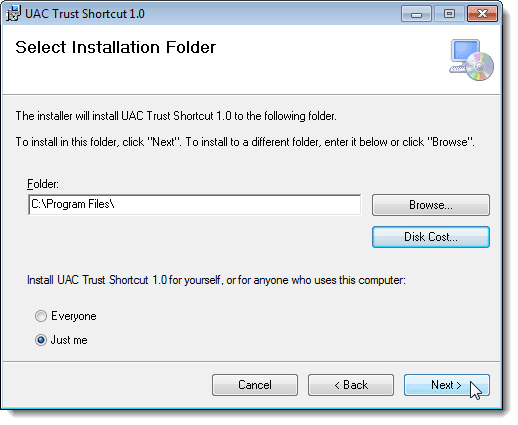 Selecteer installatiemap