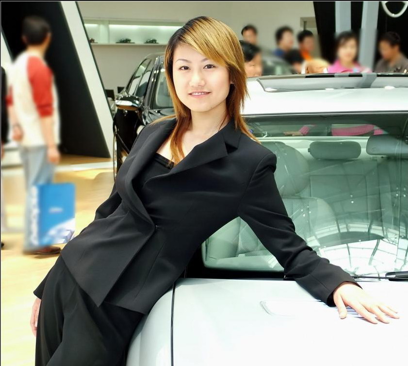 Automotive Area Cute Asian Girl On Car Show Collection