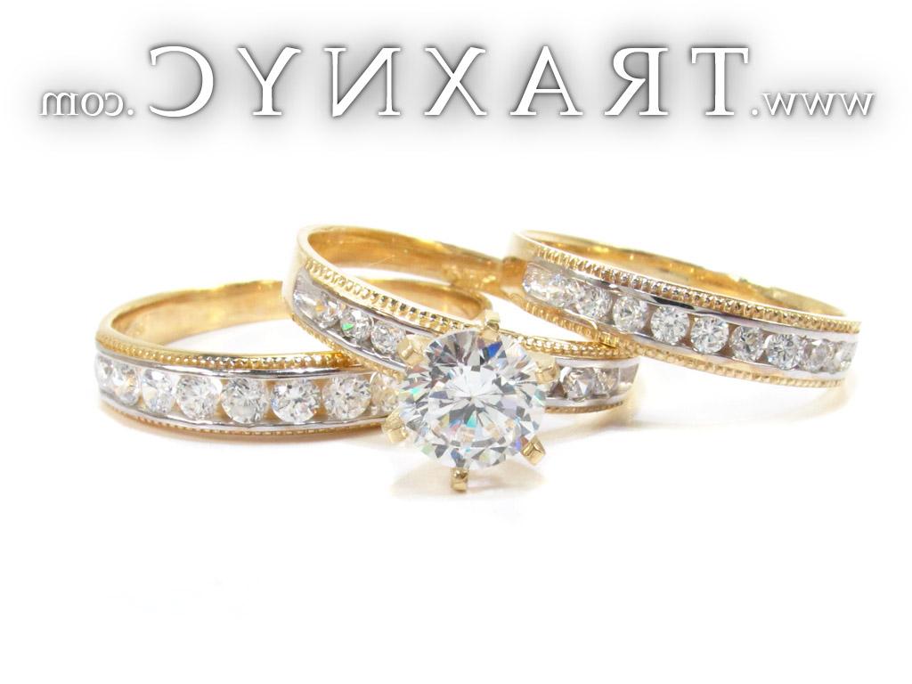 Gold His & Her CZ Ring Set