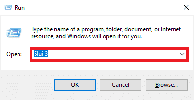 escriba Slui 3 en el cuadro de diálogo y presione Entrar
