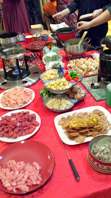 fondue party photo- cheese, chocolate and broth fondue