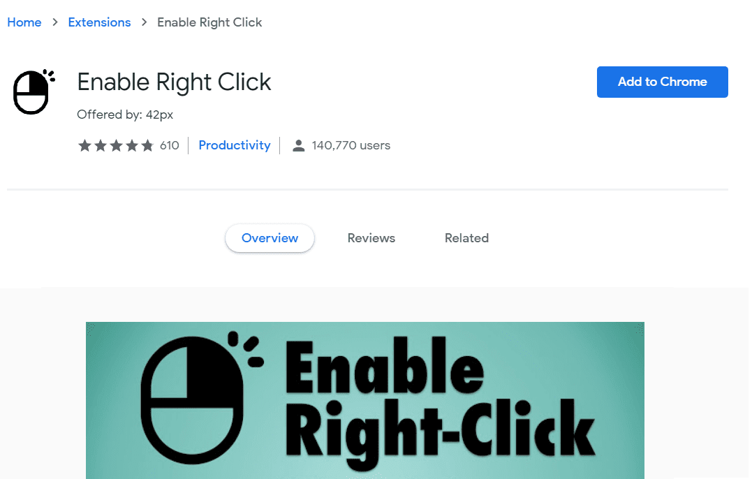 Загрузите и установите расширение Enable Right-click в своем браузере.