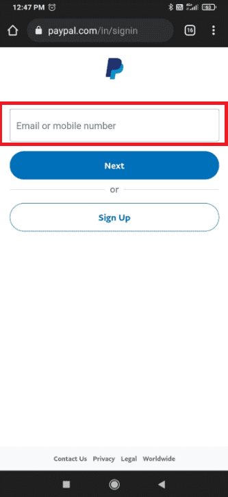 Zadejte svůj registrovaný e-mail nebo telefonní číslo.  Jak smazat PayPal