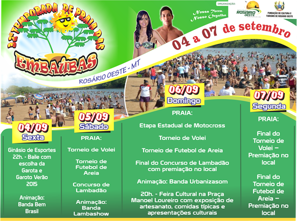 Venha participar da 32ª Edição do Festival de Praia das Embaúbas de Rosário Oeste