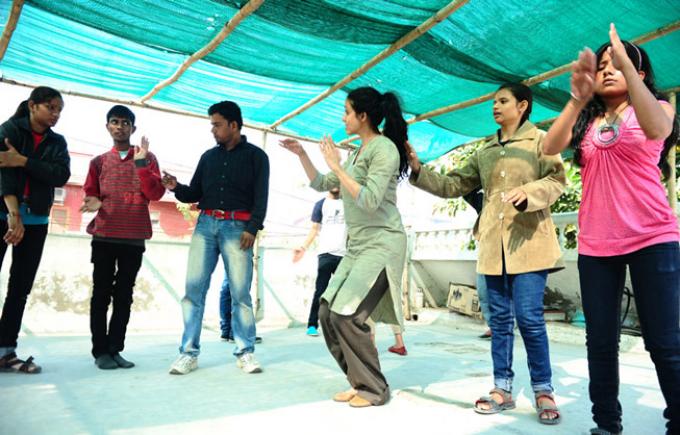 A dancer rehearses with the Noida Deaf Society