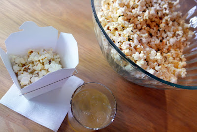 meadowlark no. 15, Seollal Korean Lunar New Year Theme / snack of popcorn with nori and chili powder while being seated along with a cocktail of whiskey with korean cinnamon date tea